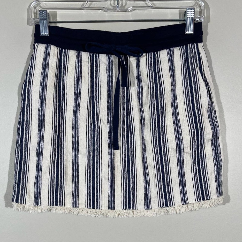 Dolan Striped Frayed Hem Tie Waist Skirt